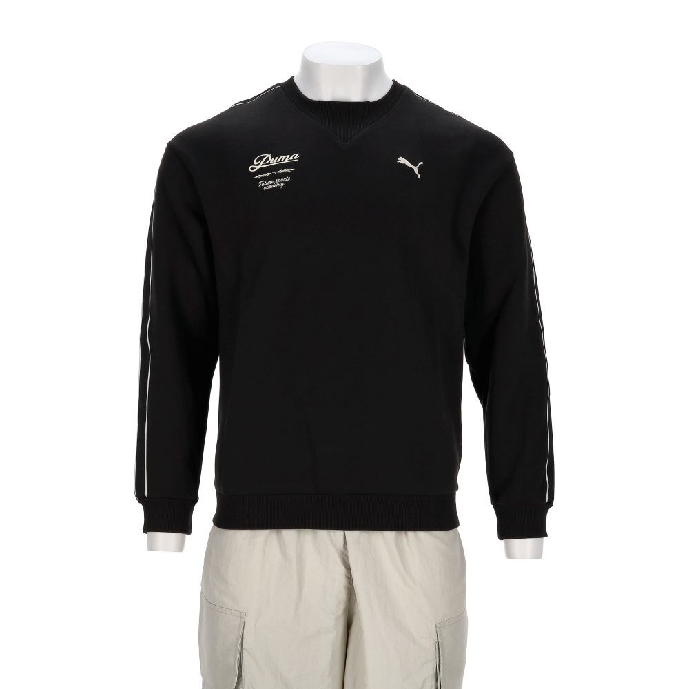 PUMA 大學T 流行系列 RETRO TAPE 黑色 圓領衫 男 63571701
