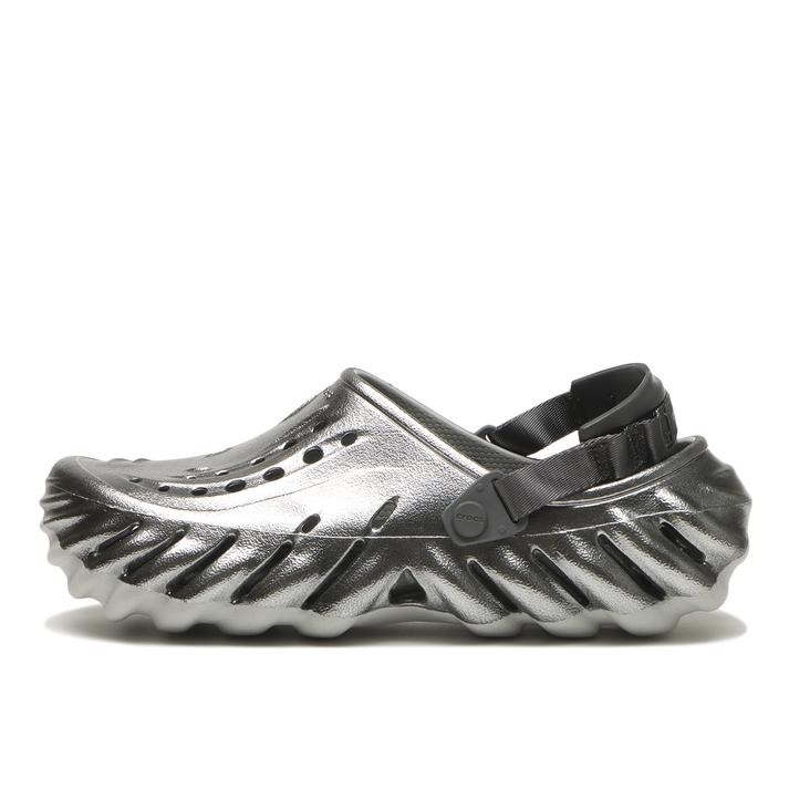 Crocs Echo Clog Metal Sport 日本新款 銀色 液態銀 防水 Mule 洞洞鞋 214109-1FS