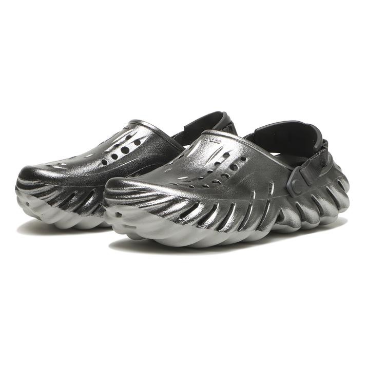 Crocs Echo Clog Metal Sport 日本新款 銀色 液態銀 防水 Mule 洞洞鞋 214109-1FS