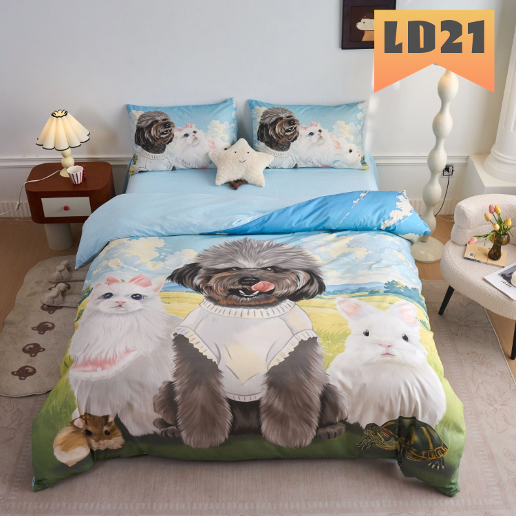香港插畫師聯乘系列-2000針全棉床品四件套裝 LD21