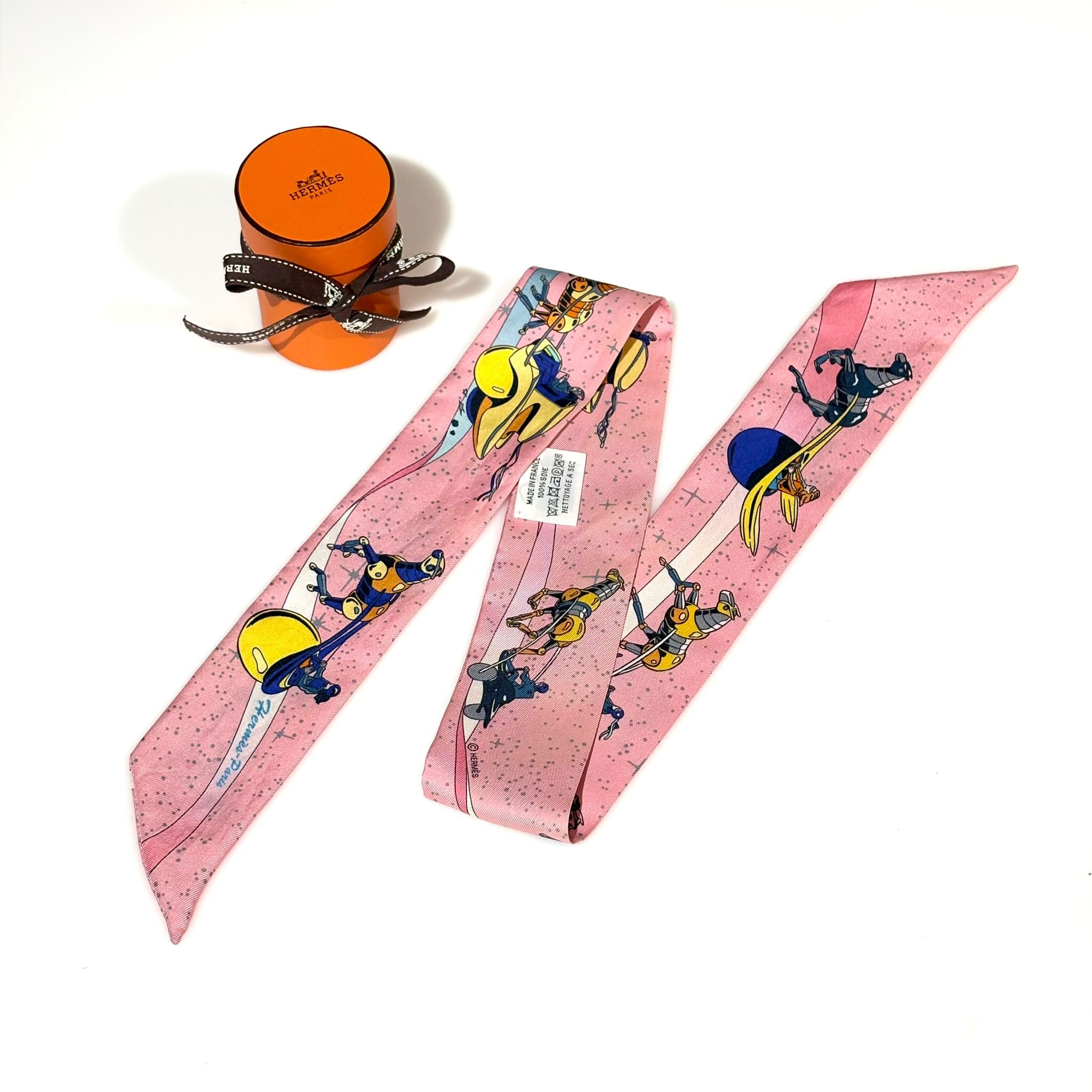 98%NEW二手HERMES TWILLY Space Derby Twilly 粉色太空馬車的圖案 #香榭站正品