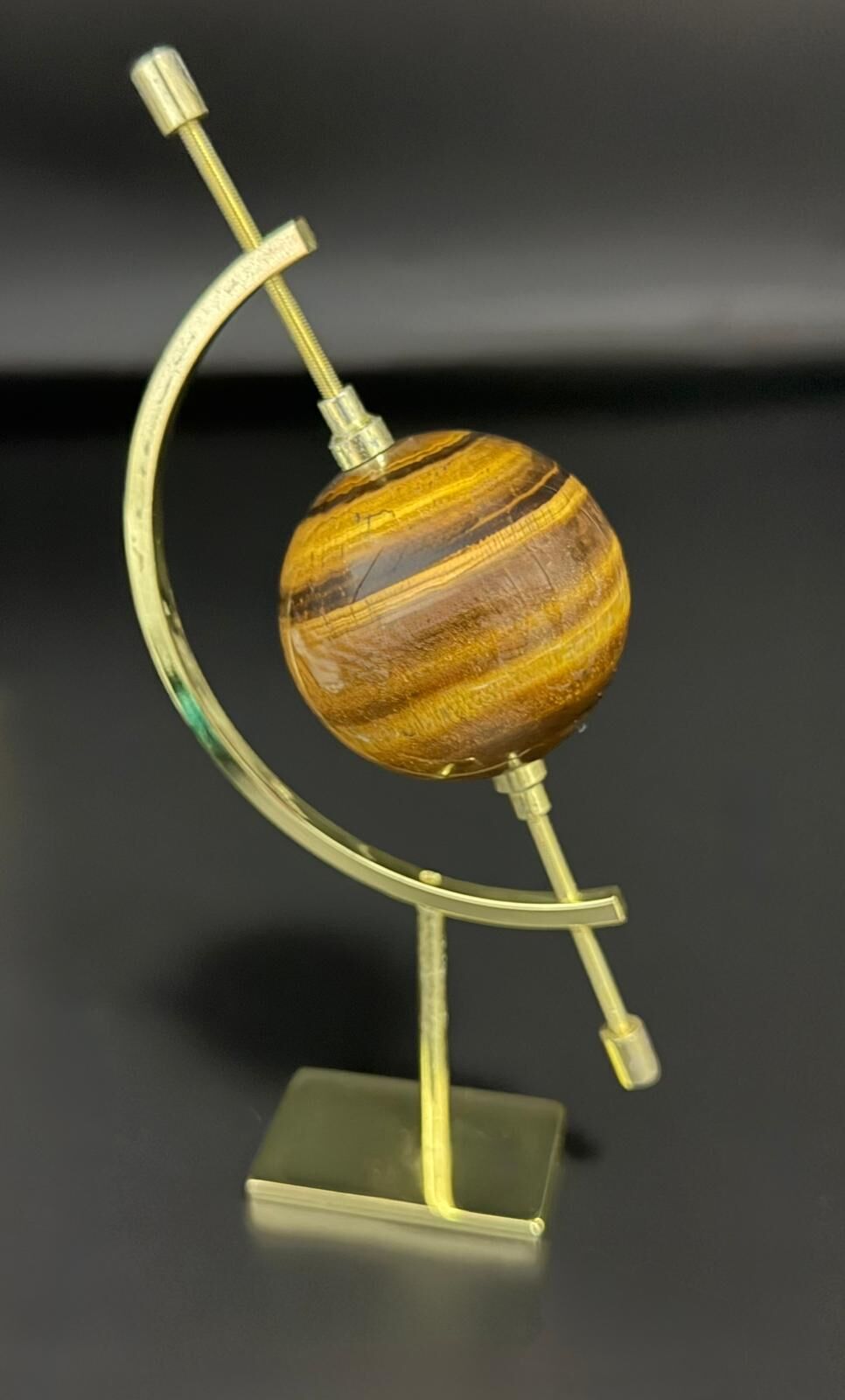 (BM) 黃虎眼石波波+月亮形金色底座 (約5cm) #南非 #水晶 #1806BR
