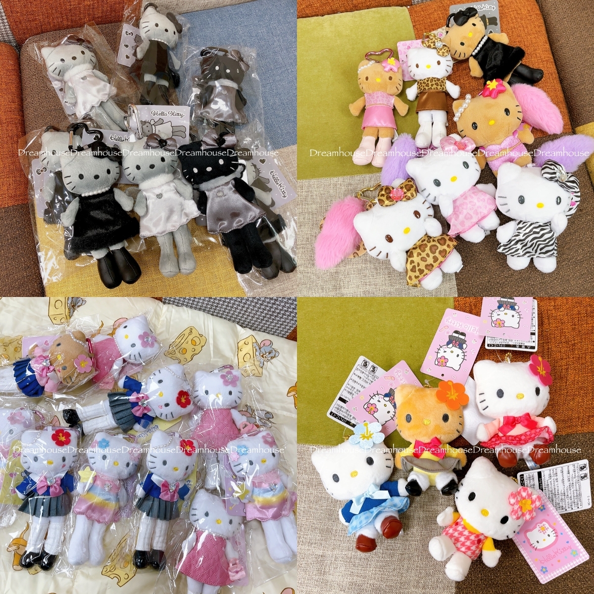 日本限定 三麗鷗 kitty 凱蒂貓 曬黑 黑色 長腿辣妹 黑皮辣妹 貴婦 豹紋 愛心扣 吊飾 娃娃吊飾