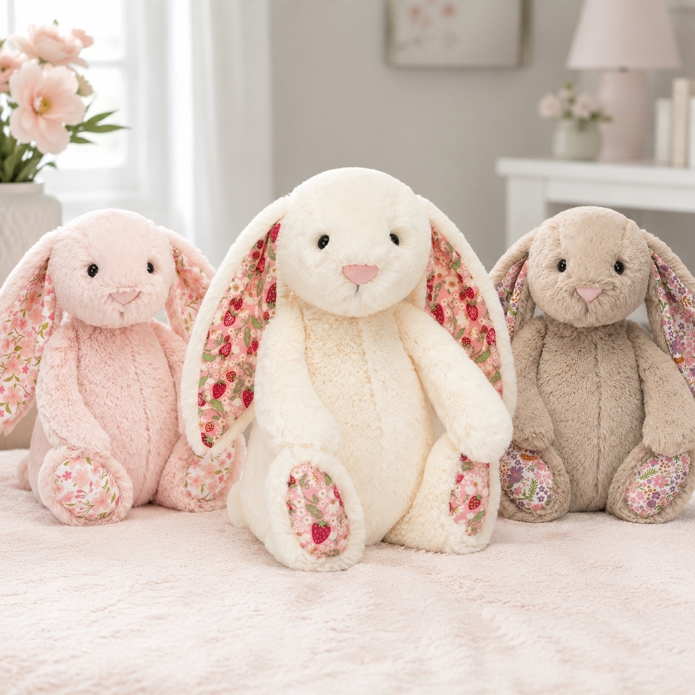 JELLYCAT 可愛兔兔 經典碎花 櫻花粉 奶茶色 乳白 邦尼兔 玩偶 毛絨公仔 15/18/23/31cm