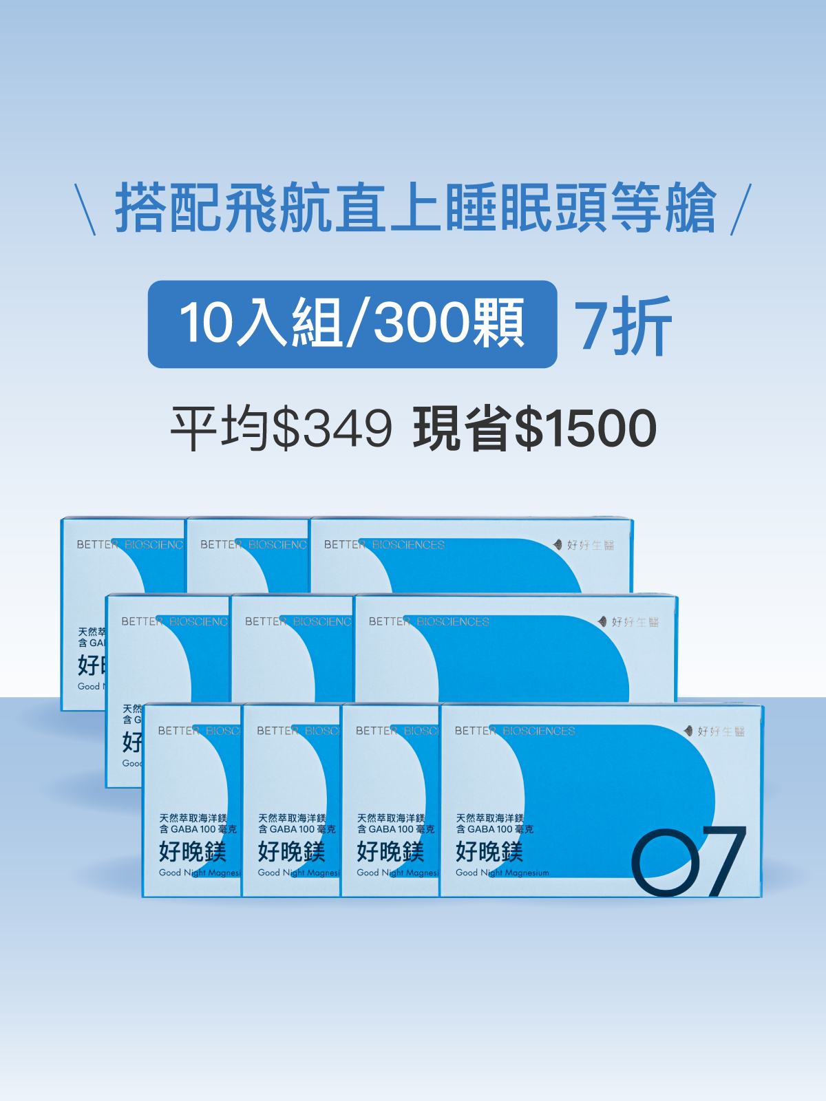 【好組合】好晚鎂－天然萃取海洋鎂 含GABA 100毫克＿10入組（共300顆）