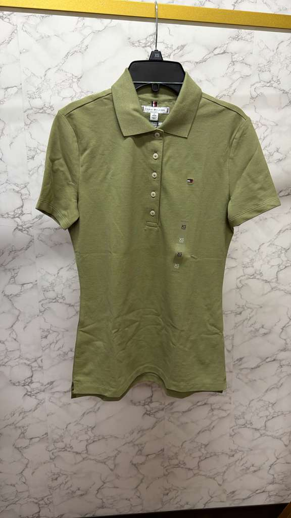 AK050 Tommy Hilfiger 女裝橄欖綠色修身棉質 Polo 衫