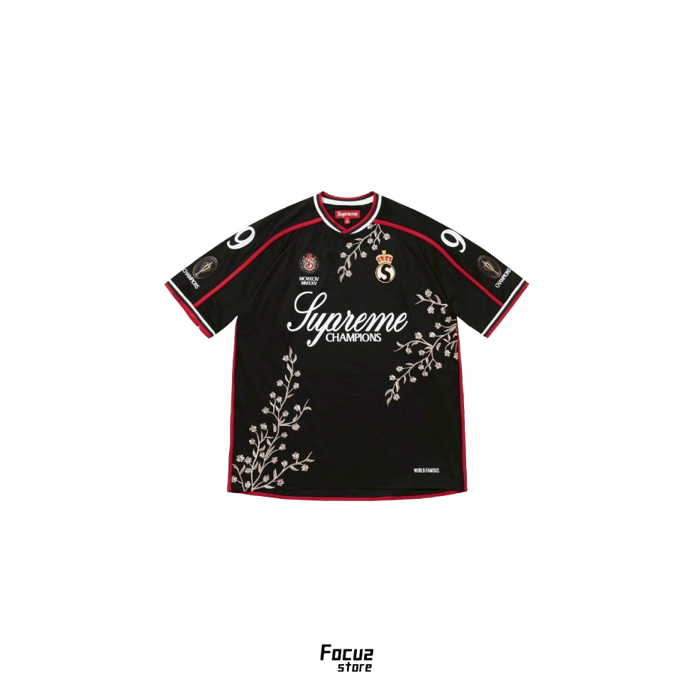 【Focus store】現貨秒發 Supreme FW25 Week7 Floral Soccer Jersey "Black" 黑色 球衣