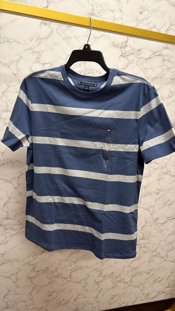 AK046 Tommy Hilfiger 男裝藍色灰色條紋短袖圓領TEE
