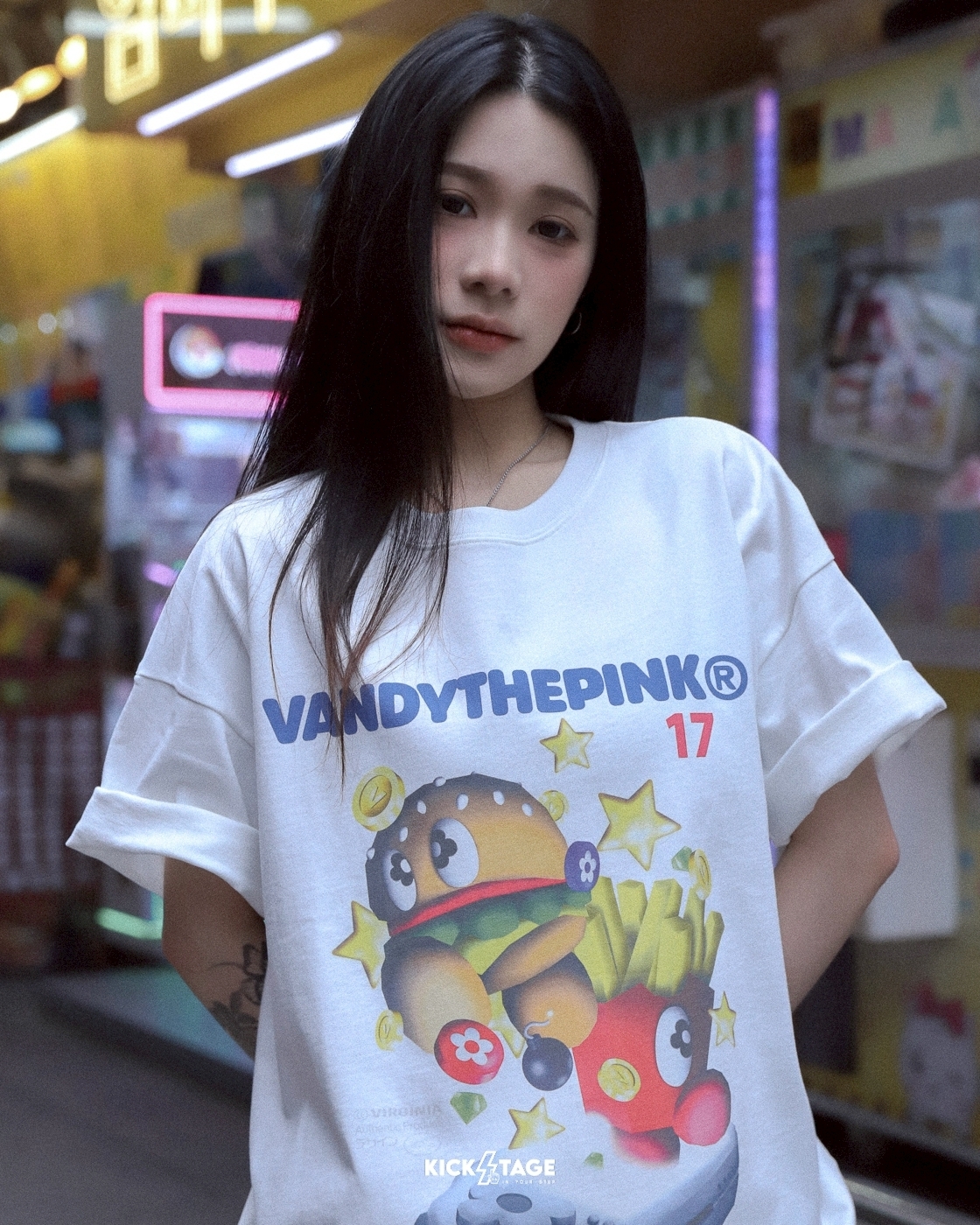 VANDYTHEPINK® PIXEL CHARACTER TEE 白色 漢堡 薯條 像素角色 印花 短T【VD1098-101】