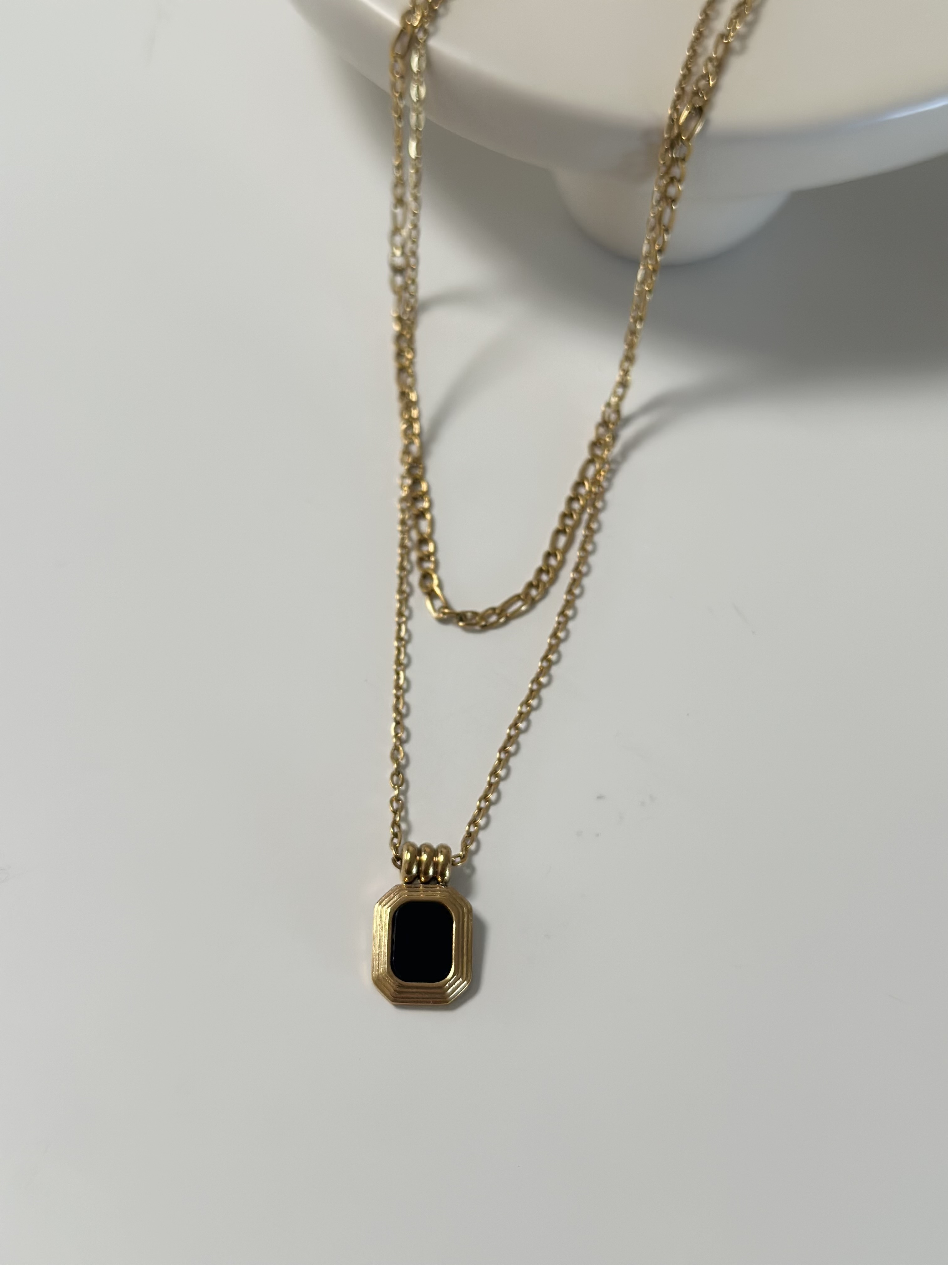 SS vintage double chain necklace