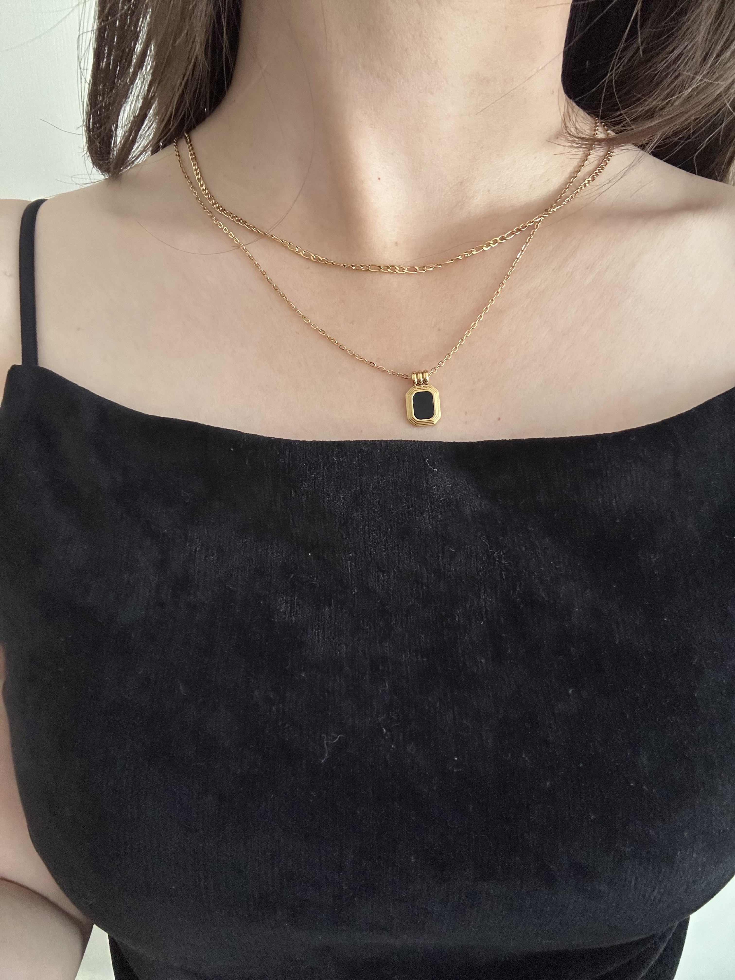 SS vintage double chain necklace