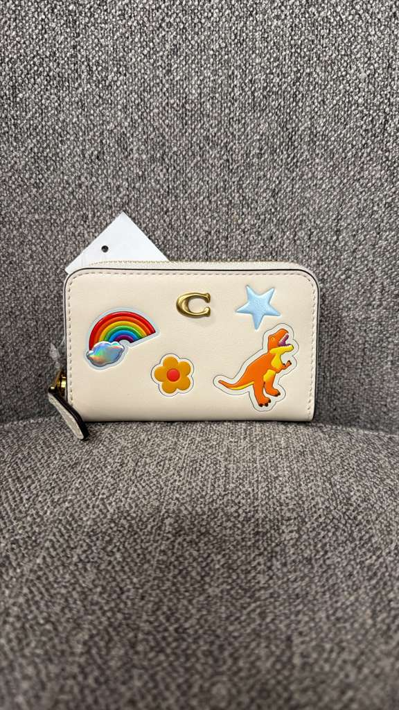 AK008 Coach 彩色立體貼紙印花拉鍊卡包