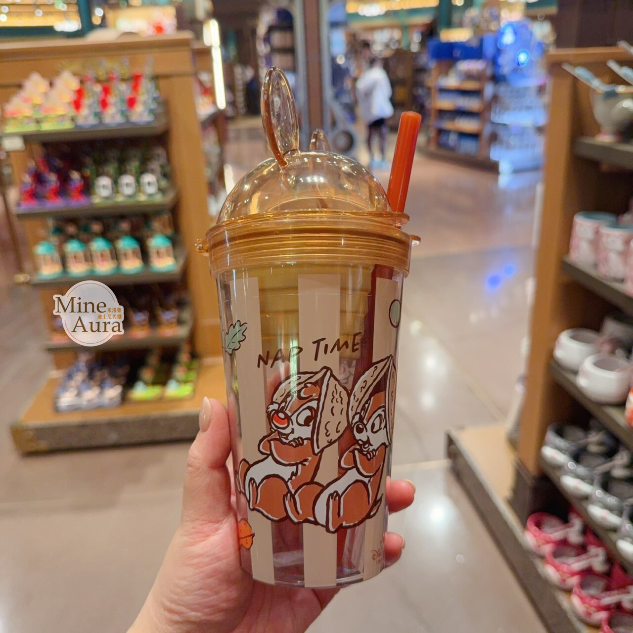 奇奇蒂蒂 Chip 'n Dale 圖案 米奇頭 造型 吸管 水杯 飲料杯 -上海迪士尼樂園