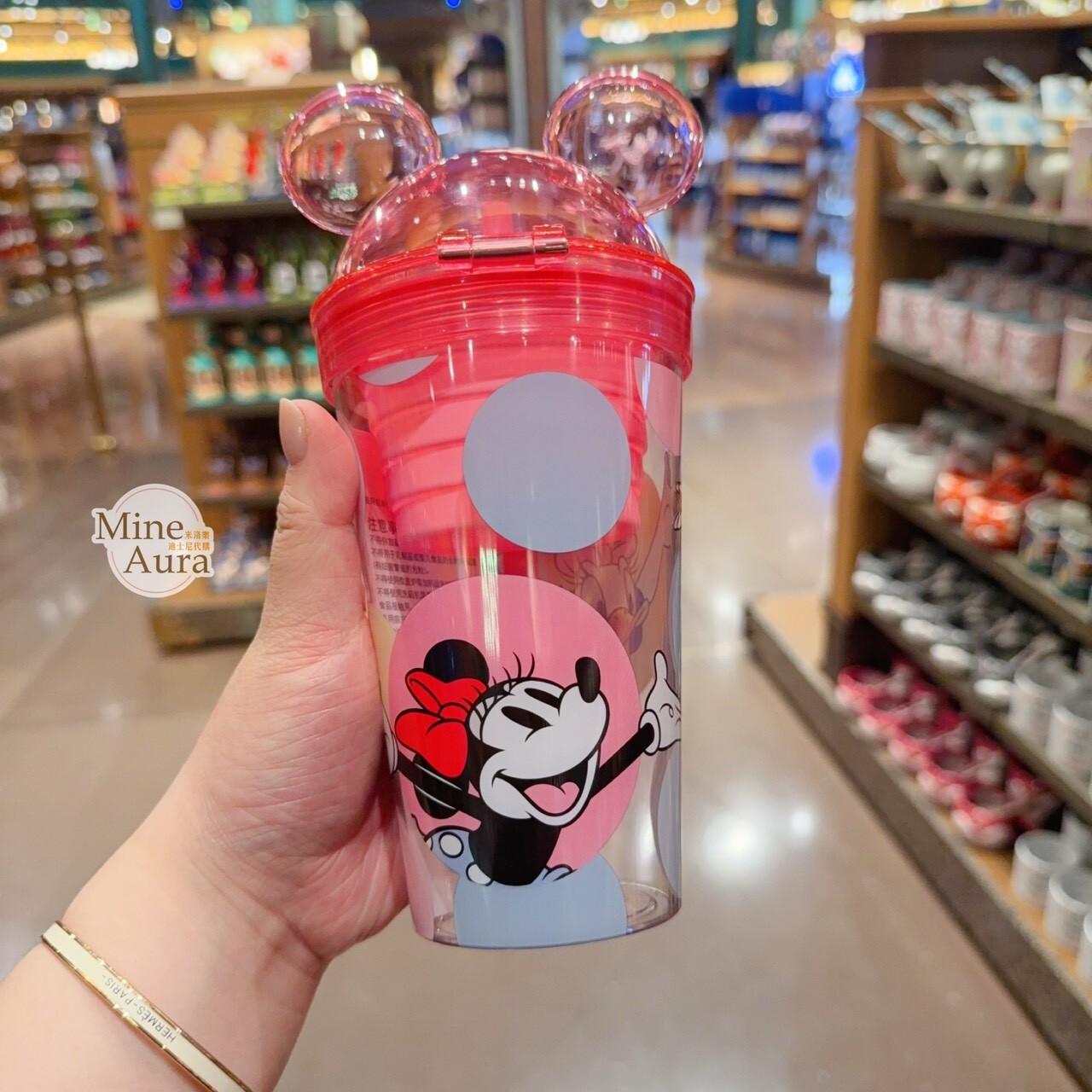 米妮 Minnie 黛西 Daisy 圖案 米奇頭 造型 吸管 水杯 飲料杯 -上海迪士尼樂園