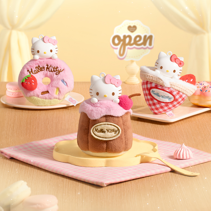 代購-“正版授權”Sanrio三麗鷗 IP聯名款 Hellokitty 下午茶 小點心 香薰毛絨掛件 盲盒6款