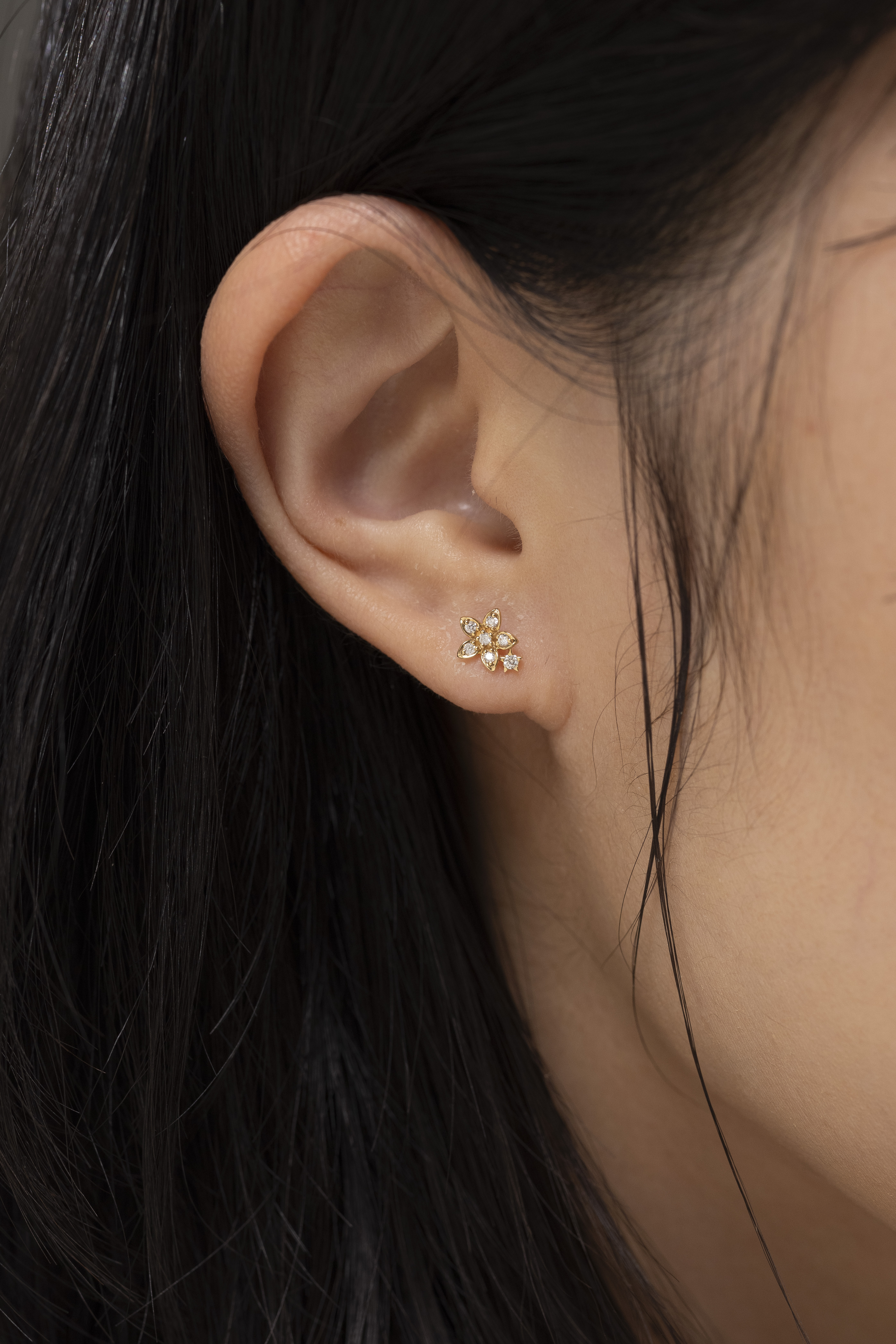 18K 花鑽石耳環