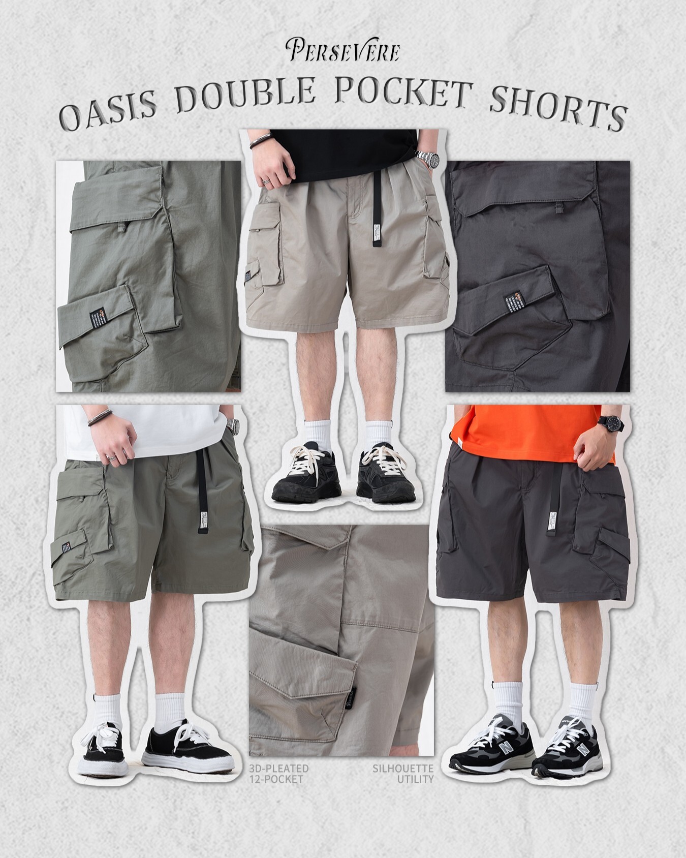 Persevere Double Pocket Shorts 雙口袋 短褲 三色