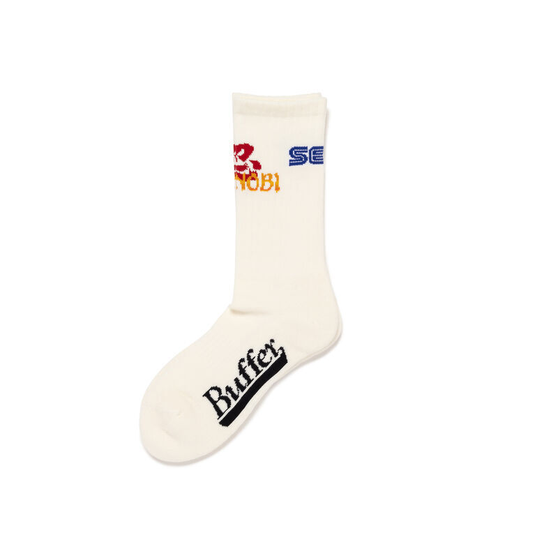 -(B5c05)-BUFFER X SEGA SPORTS RIB SOCKS SEGA SHINOBI 忍 長襪-BF31GD029 黑/白