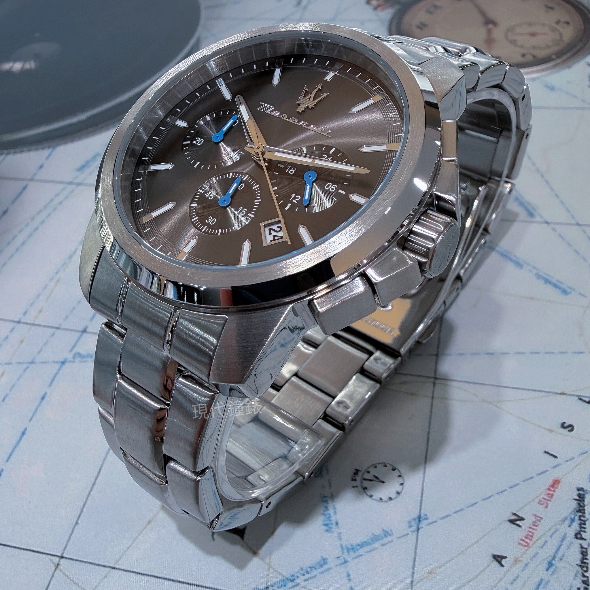 【Maserati 瑪莎拉蒂】Successo系列 三眼計時腕錶R8873621049 42mm 現代鐘錶