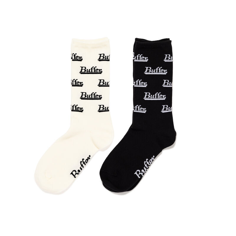 -(B5c05)-BUFFER JACQUARD SOCKS BUFFER CLUB TEAM 滿版文字襪-BF31GD083 黑/白