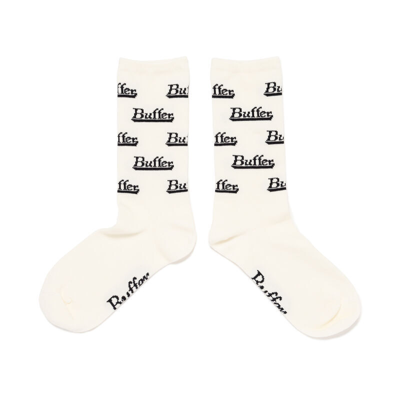 -(B5c05)-BUFFER JACQUARD SOCKS BUFFER CLUB TEAM 滿版文字襪-BF31GD083 黑/白
