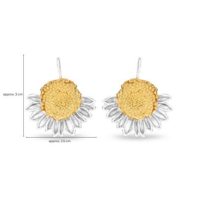 1TA0530-203 [THALLO] Ianthe 菊花耳環，誇張造型，垂墜式設計，24K 金和純銀材質 #s856b (EU)