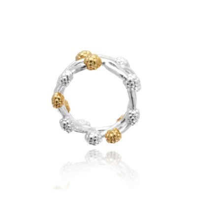 1TA0530-286 [THALLO] 含羞草戒指，寬底座，24K金和純銀材質 #s371a (EU)