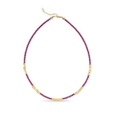 1TA0530-081 [THALLO] Amelia幾何造型疊戴項鍊，24K鍍金​​純銀紅色 #s805b (EU)