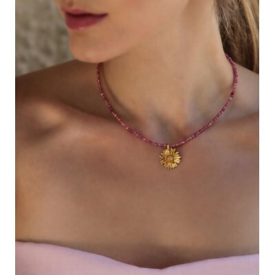 1TA0530-025 [THALLO] Daisy Field Daisy Pendant Layer, 24K Gold Vermeil On Sterling Silver #s681b (EU)