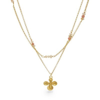 1TA0530-053 [THALLO] Petals Hydrangea Necklace Layer, 24K Gold Vermeil On Sterling Silver #S255a (EU)