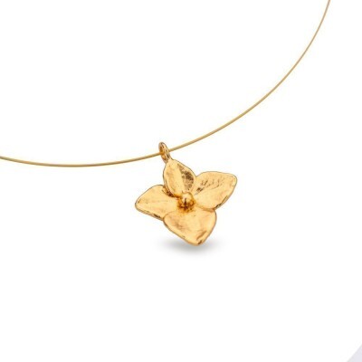 1TA0530-055 [THALLO] Petals Hydrangea Pendant Steelwire, 24K Gold Vermeil On Sterling Silver #s725b (EU)