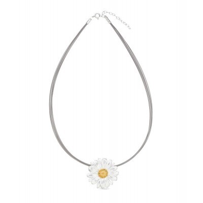1TA0530-208 [THALLO] 雛菊田野雛菊項鍊，鋼絲、24K金和純銀材質 #s989a (EU)