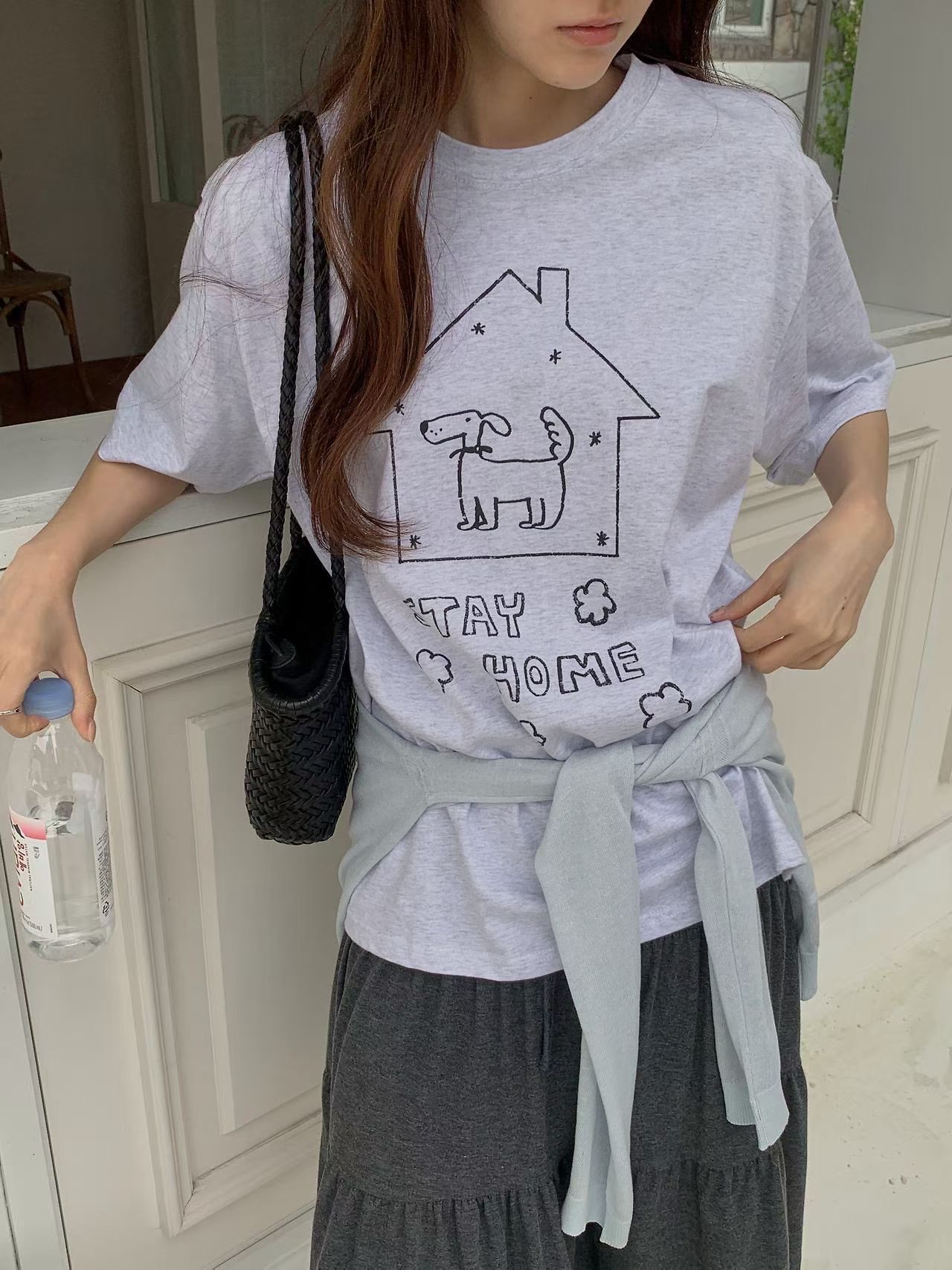 Stay Home Dog Tee(灰色)