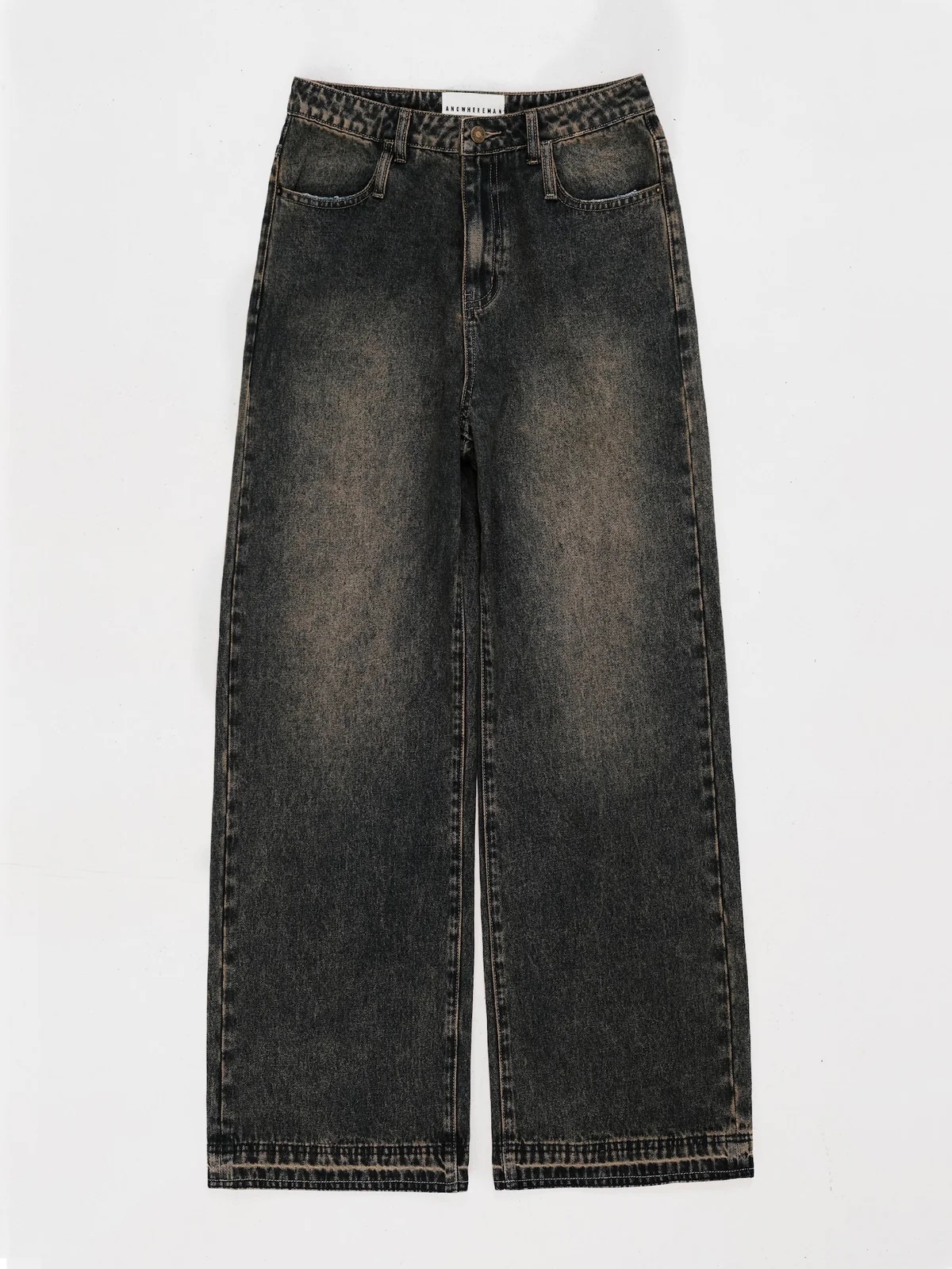 Anwm washed denim jeans brown