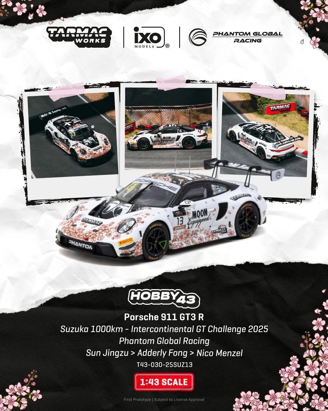預訂Pre Order- Tarmac Works 1:43 Porsche 911 GT3 R Suzuka 1000km