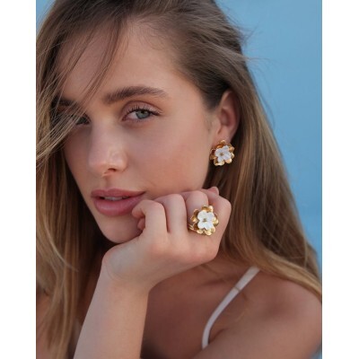 1TA0530-348 [THALLO] Bella Poppy 戒指，24K 鍍金純銀 #s581b (EU)