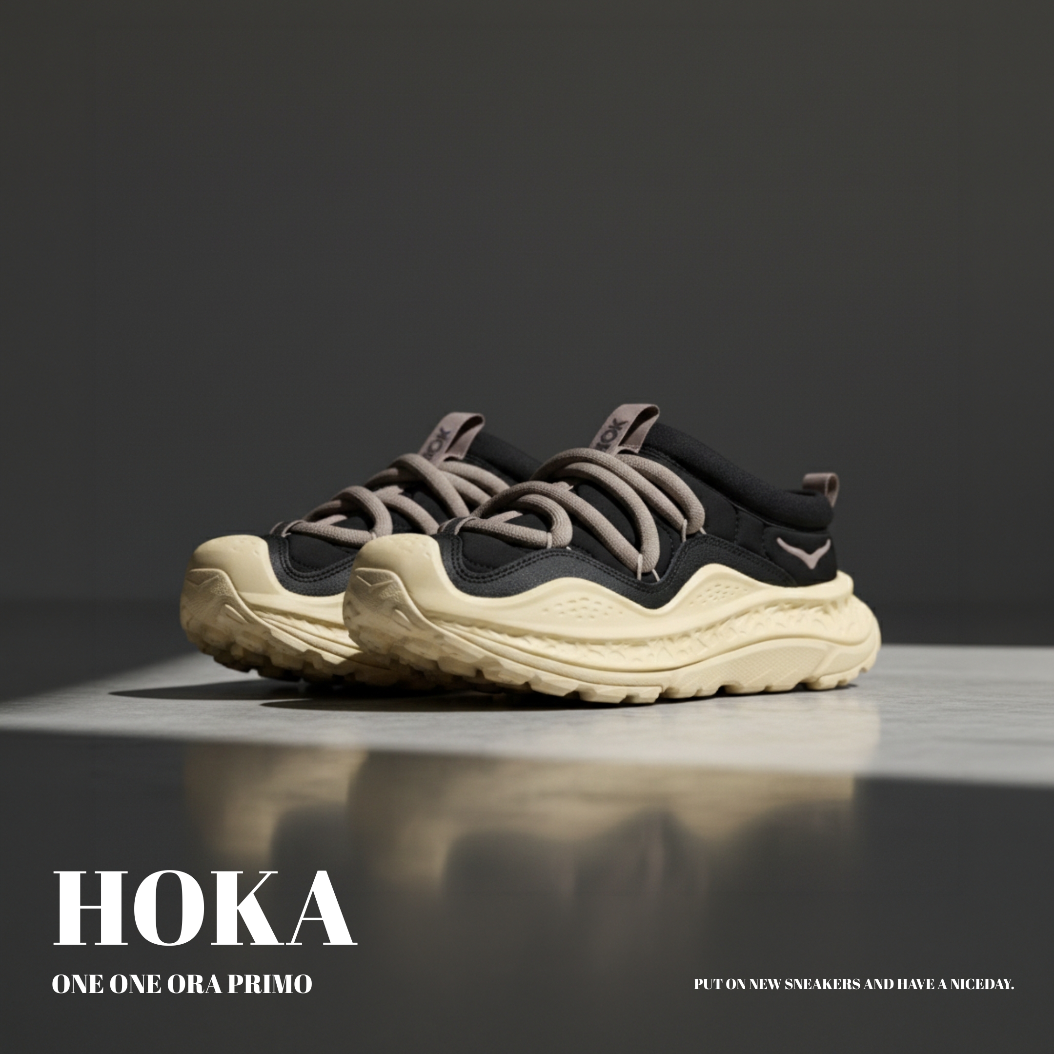 NICEDAY 代購 HOKA ONE ONE ORA PRIMO 奶油 黑 復古 懶人鞋 拖鞋 舒適 毛毛蟲 1141570-BCKV