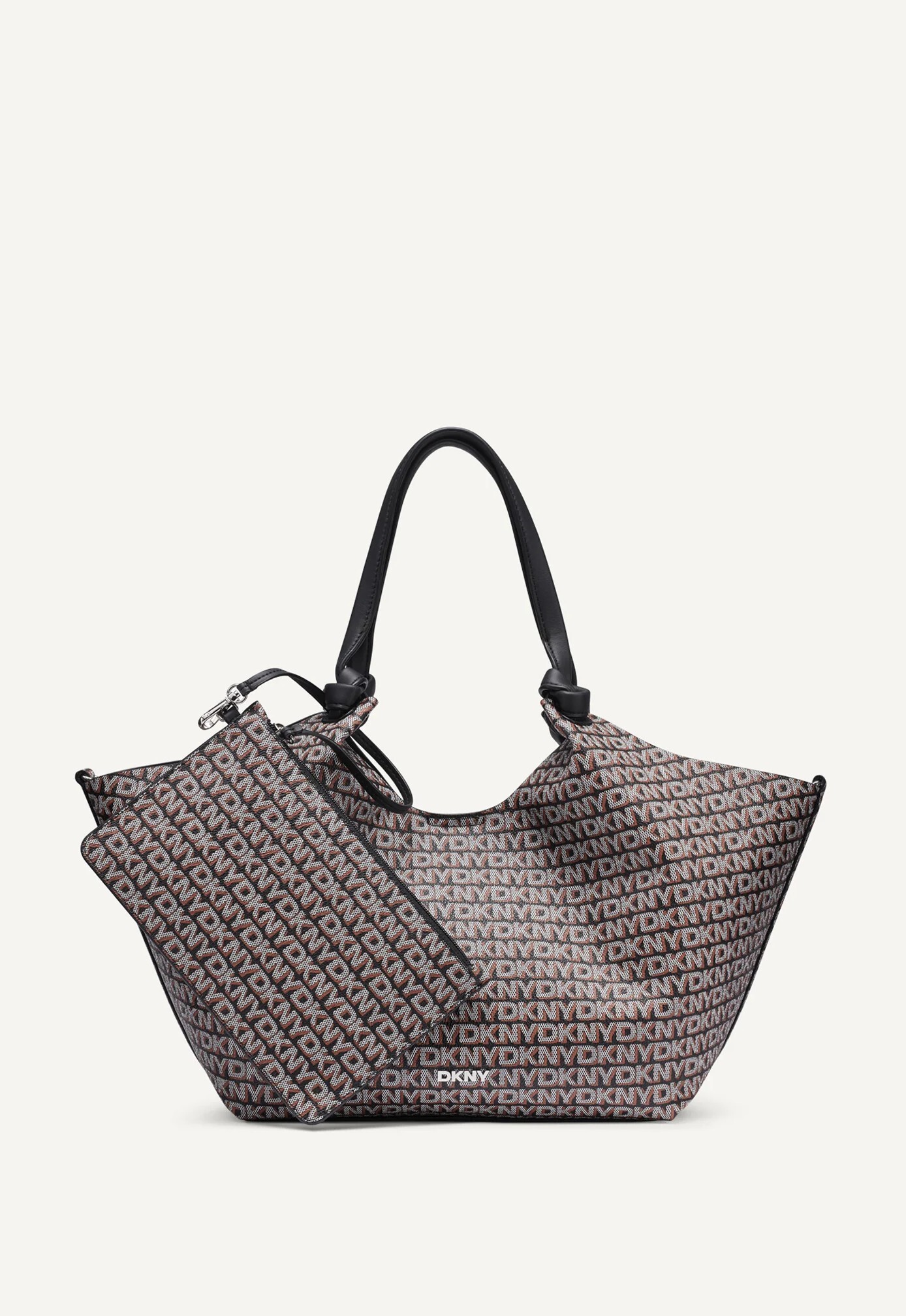 [S] DKNY BLACK/SADDLE R61A5E49-B9Q PAULA NEW YORK LOGO MEDIUM TOTE, 700948671293 (SD1875)