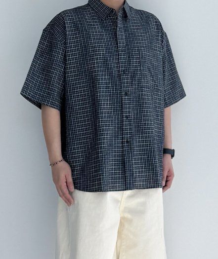 格仔短袖恤衫TAC-M-002S