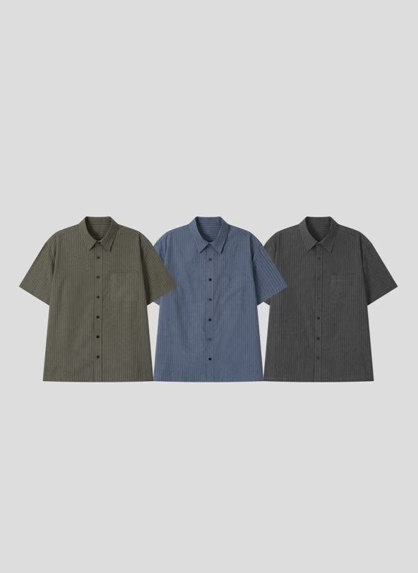 直紋短袖恤衫 Patin-007S