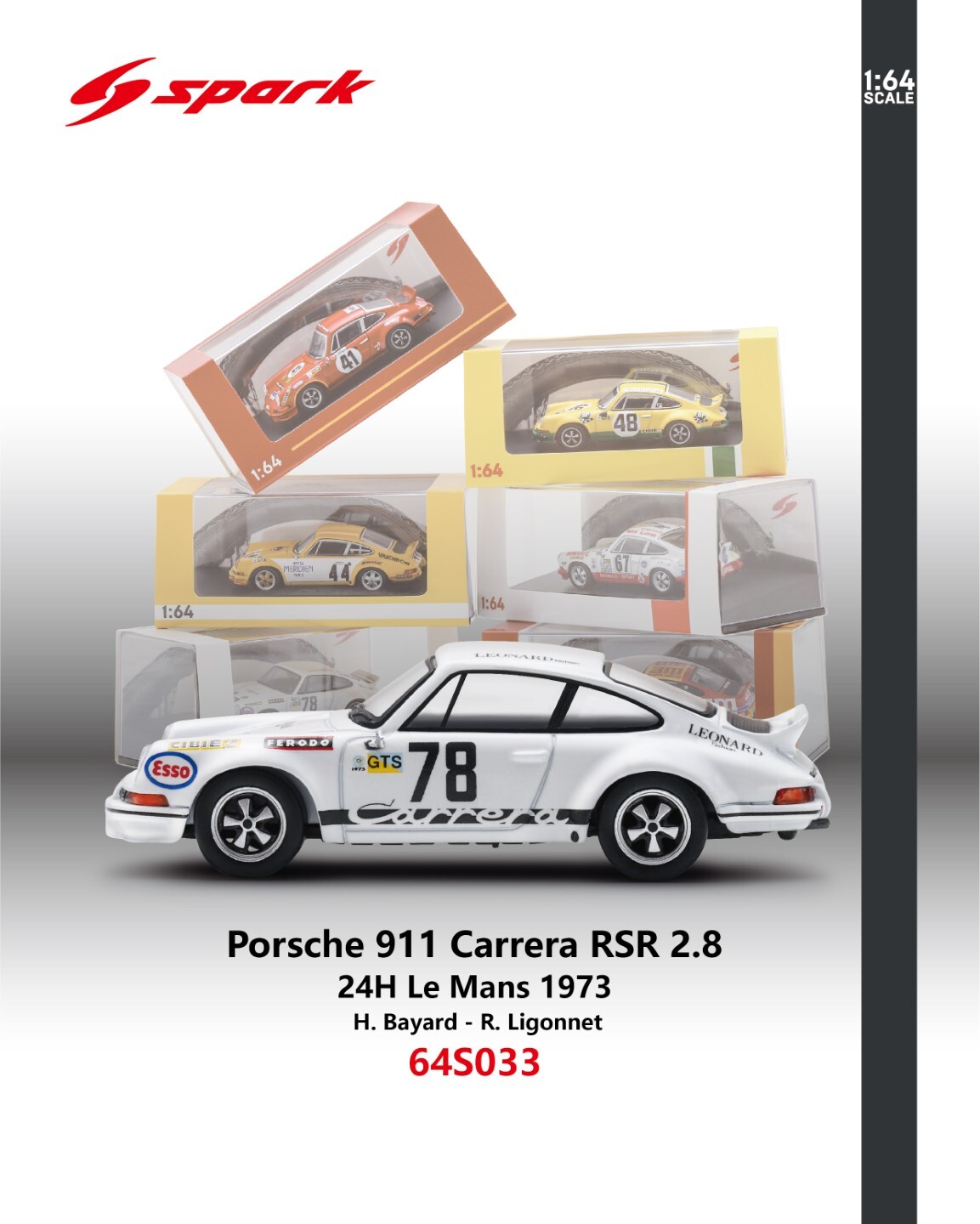 [預訂] Sparky Porsche 911 Carrera RSR 2.8 No.78 勒芒24小時 1973 H. Bayard／R. Ligonnet