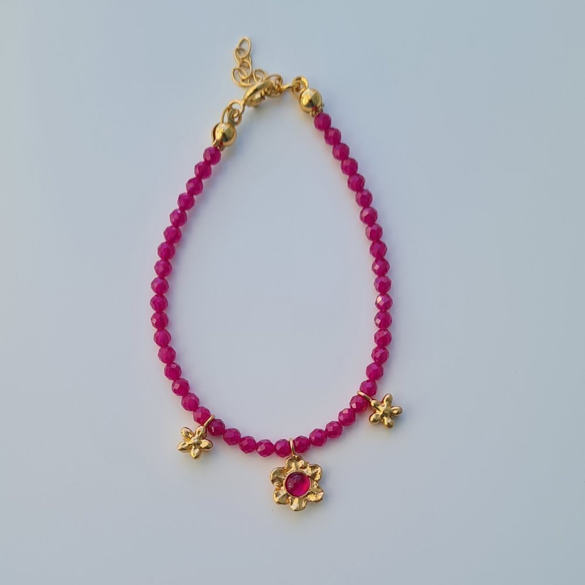 1TA0530-270 [THALLO] Nefeli 手鍊，24K鍍金​​純銀鑲嵌紅色碧璽 #s841b (EU)