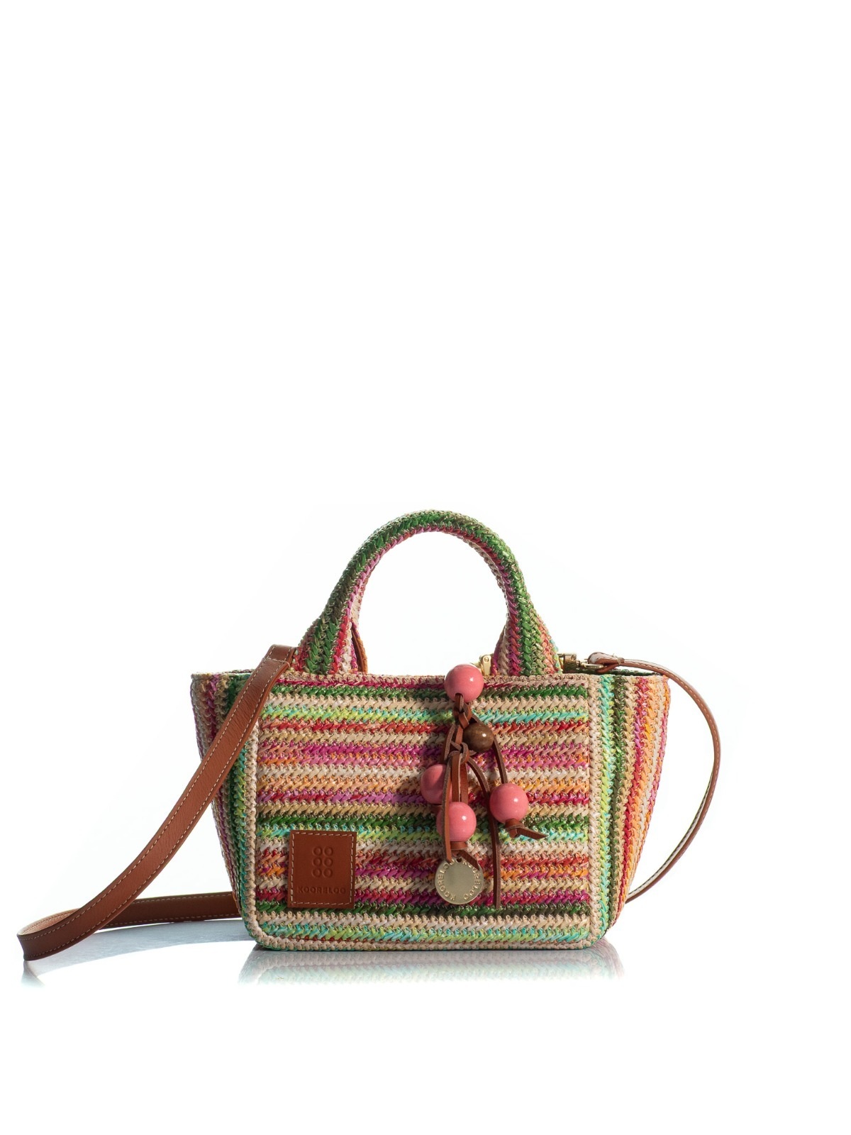 1KO0526-206 [KOORELOO] The Charming Tote Mini Multi Raffia/Light Brown Leather Details #030102.4.1103.16202 (EU)