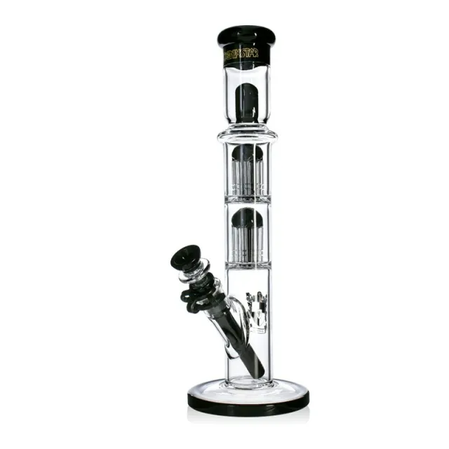 🇺🇸Phoenix Star - HF225 Glass Dual Tree Perc Straight Tube Bong 多層過濾水煙壺(35CM)