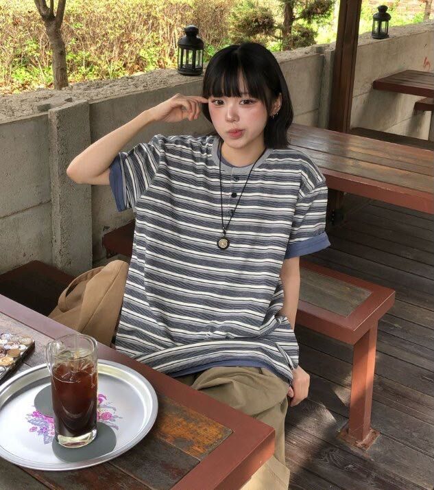 橫間半開胸短袖Tee GATHER-065T