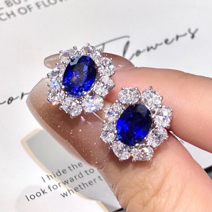 Heated Royal Blue Sapphire Matching Earrings