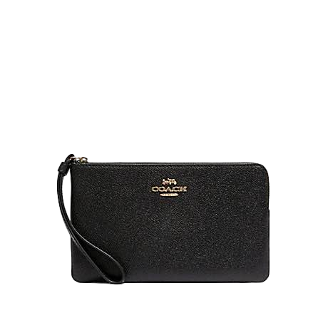 【Coach Outlet】Large Corner Zip Wristlet In Signature Canvas  黑