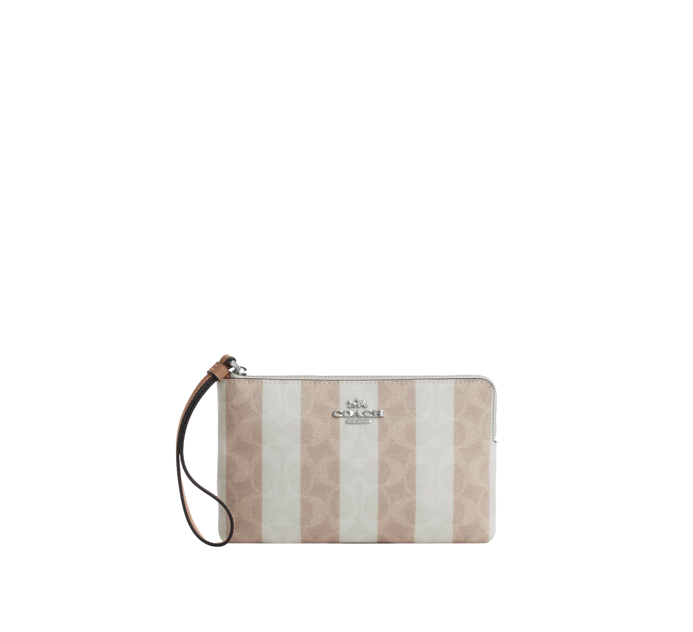 【Coach Outlet】Large Corner Zip Wristlet In Signature Canvas  米白