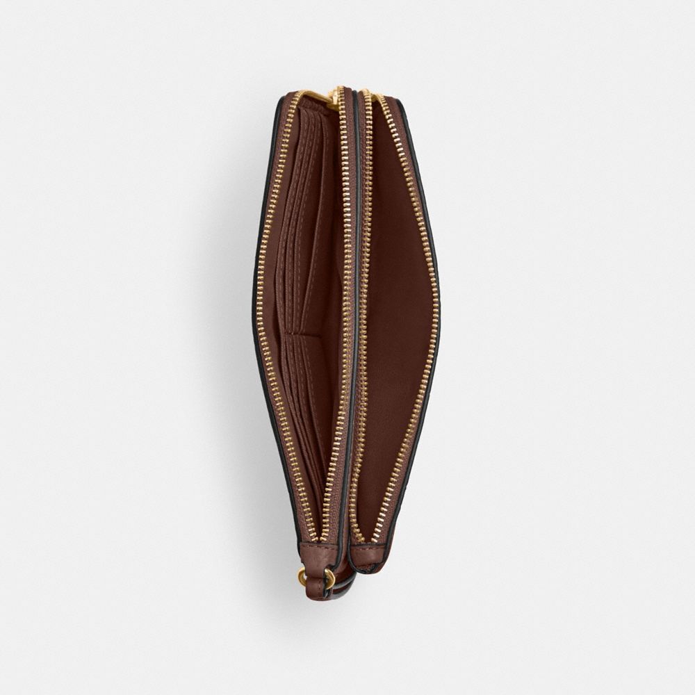 【Coach Outlet】Double Zip Wallet In Signature Canvas  咖