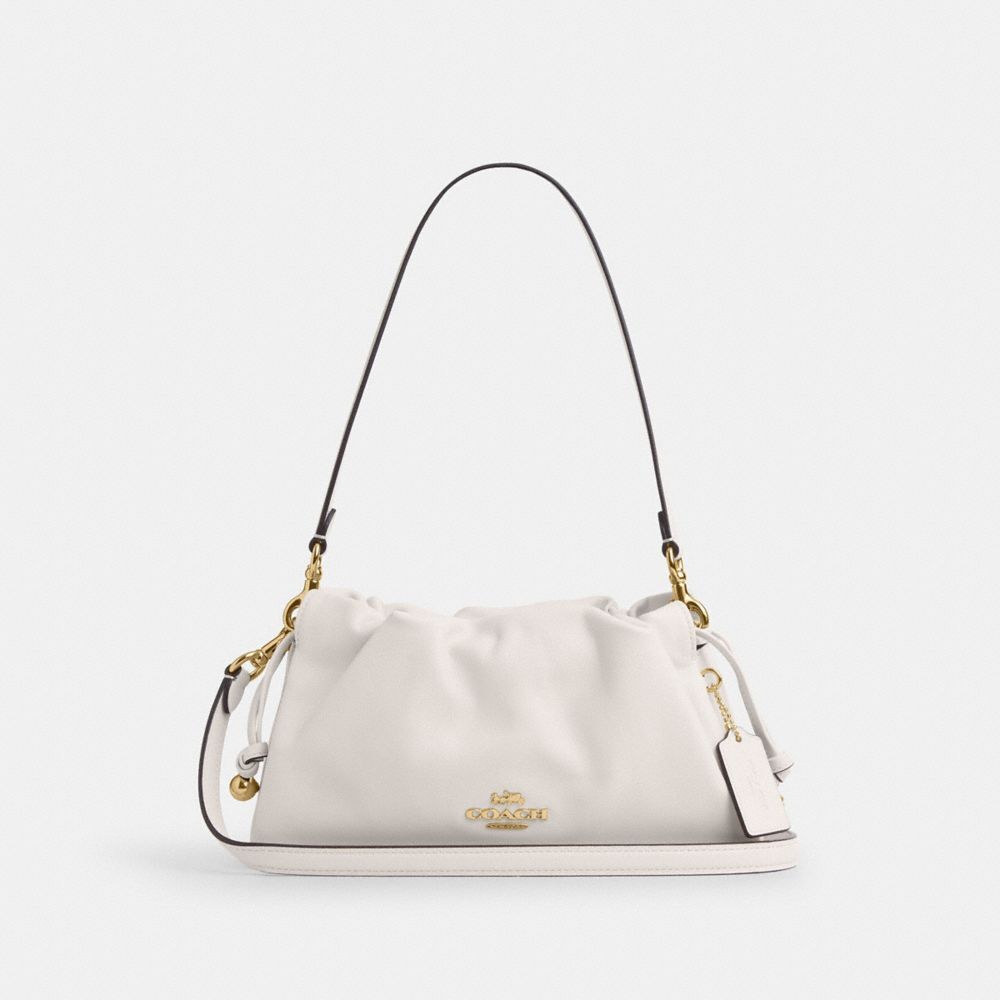 【Coach Outlet】Faye Shoulder Bag With Ruching  白